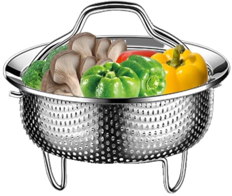 Inserto per vapore, inserto in acciaio inox, cestello a vapore in acciaio inox, cestello a vapore, cestello a vapore, cestello per pentola a pressione con manico 14/18/22 cm
