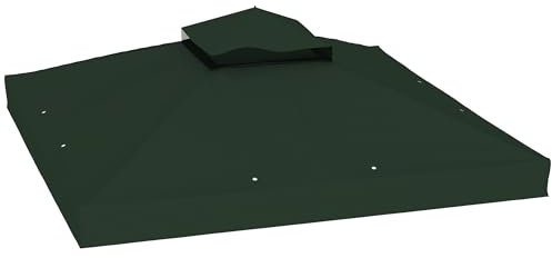 Outsunny Techo de Repuesto para Cenador 3x3 m Cubierta de Repuesto 370g/㎡ con Techo Doble con Mosquitera Protección UV 30+ Toldo de Recambio para Pabellón Gazebo Verde