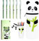 Byhsoep Panda Federmäppchen, mit 6 Löschbarer Stift, 2-in-1-Federmäppchen aus Silikon Kawaii Panda, Federmäppchen Pandabär mit Bambus, Kawaii Federmäppchen, Bürobedarf für Schule/Zuhause Mode