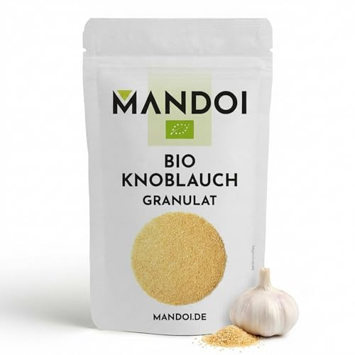 Mandoi Bio Knoblauch-Granulat 250g, hochwertiges getrocknetes Knoblauchgranulat, Knoblauchpulver, Garlic