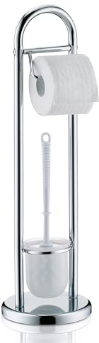kela WC Garnitur mit Toilettenpapierhalter und Bürstentopf 65cm, Toilettenbürste mit offenem Klobürstenhalter Fabio, Metall glänzend