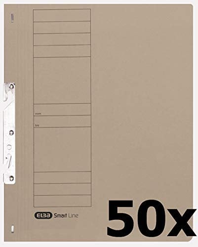 Elba Einhakhefter A4, Karton, ganzer Vorderdeckel, kfm. Heftung, grau, 50 Stück