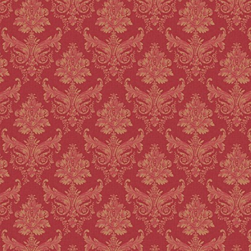 MyTinyWorld Dolls House Miniature Light Red on Red Leaf Damask Wallpaper