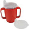 Schnabelbecher, tasse, Trinktasse mit Griff + 2 Deckel 4+12 mm, 250ml, rot Kunststoff