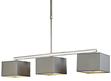 Qazqa - Moderne Hängelampe I Pendellampe I Pendelleuchte grau mit grauen Schirmen 3-flammig - VT I Wohnzimmer - Textil Quadratisch I Länglich - LED geeignet E27
