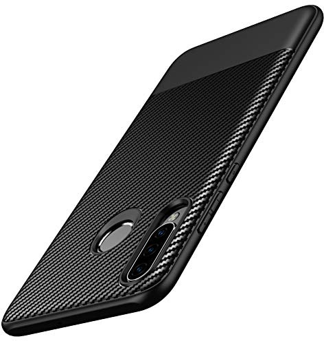 AVANA Hülle für Huawei P30 Lite, P30 Lite New Edition Schutzhülle Carbon | Flexibles Slim Case, Schwarz, Schutz, Kratzfest, TPU Bumper, Silikon Cover, Kohlefaser Optik