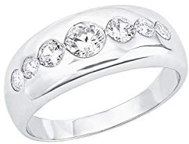 s.Oliver Damen-Damenring 925er Silber 7 Zirkonia 54 Silber 32013185