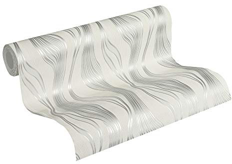 A.S. Création Vliestapete Trendwall Tapete gestreift 10,05 m x 0,53 m lila weiß Made in Germany 371423 3714-23