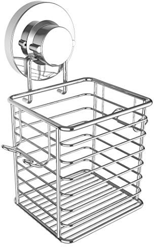 Toothbrush Holder Suction Cup Wall Mounted Toothpaste and Toothbrushes Holder with Powerful Vacuum or Adhesive System Rustproof Stainless Steel Organizer Electric Toothbrush (Silver)