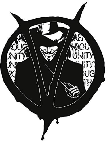 Finest Folia V come Vendetta Adesivi 13x10cm per Auto Camion Moto Accessori Auto Adesivo Decorativo R106 (nero)