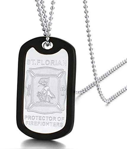 FaithHeart herren Silikon Anhänger Schutzpatron Heiliger Florian Anhänger mit Geschenkebox für Feuerwehrman Feuerwehrleute