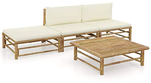 Tidyard Garten-Lounge-Set Gartenmöbel mit Kissen Garten Garnitur Mobel Sofagarnitur Gartengarnitur Sitzgruppe Sofa Gartensofa Lounge Sitzgarnitur Gartenset Ecksofa Mittelsofa Fußhocker,Bambus