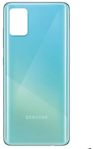 phonmatic Coque Arriere vitre Arriere Cache Batterie pour Samsung Galaxy A51 avec Logo et adhesif pré monté (Bleu)