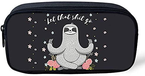 Biyejit Kosmetiktasche für Damen, Faultier-Aufdruck, Federmappe, Make-Up-Tasche, Reißverschluss-Tasche, Teenager-Mädchen, Klassenzimmer-Aufbewahrungstasche