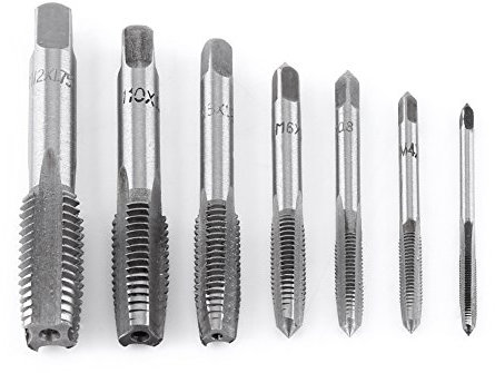 Gewindeschneid,Gewindebohrer 7-teiliges metrisches Gewindestahl-Gewindeschneidwerkzeug M3, M 4, M5, M6, M8, M10, M12 für Holz, Kunststoff, Aluminium oder viele andere weiche Materialien