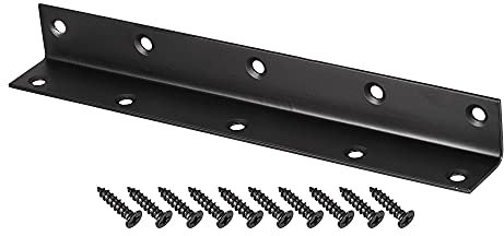 sourcing map Corner Brace Angle Bracket Fastener Stainless Steel L Shape 25mmx25mmx200mm Black with Screws, 2 Pcs