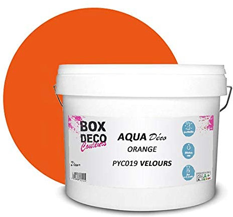 BOX DECO COULEURS Peinture murale acrylique aspect velours Aqua Déco - 10L, Orange