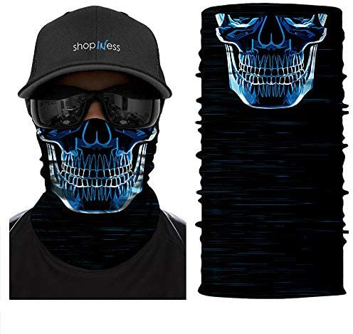 ShopINess Tour de Cou Crâne 3D avec Doublure Polaire – Cache-cou Moto, Ski, Snowboard et Sports d’Hiver Unisexe Scanner