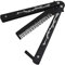 WAIBBU Faltkamm Schmetterling Schmetterlingkamm Edelstahl Metall Klappkamm Faltbarer Taschenkamm Kamm Springmesser Übungs Trainingskamm für Anfänger Trainer Übungstool Stahl CS/HDD07 Schwarz