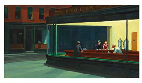 Spiffing Prints Edward Hopper - Nighthawks - extra groß - matt - ungerahmter Kunstdruck Poster