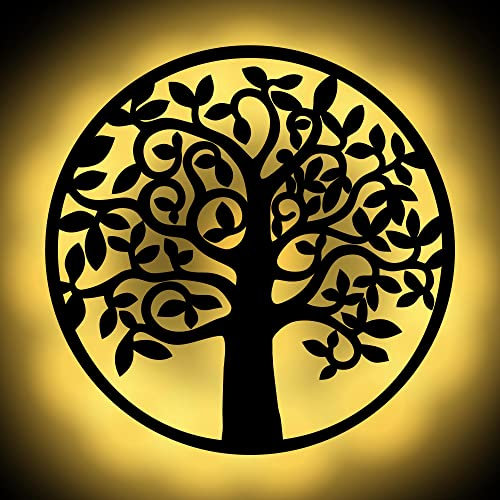 Namofactur Décoration Murale Led Arbre De Vie en Bois De Vie Art Mural - Cadeau De Pendaison De Crémaillère Décoration De La Maison Sculpture Intérieure