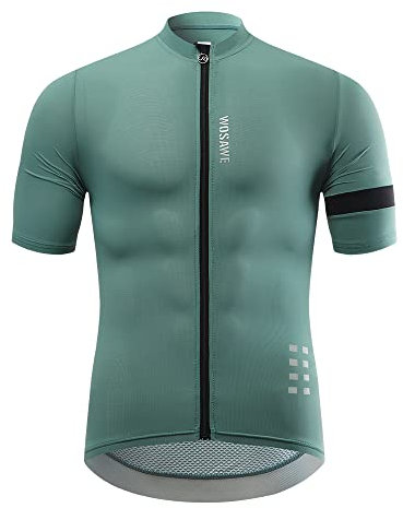 WOSAWE Sommer Fahrradtrikot Herren Kurzarm Elastischem Atmungsaktivem Radtrikot Schnell Trocknen Radsport Bekleidung (Grün M)