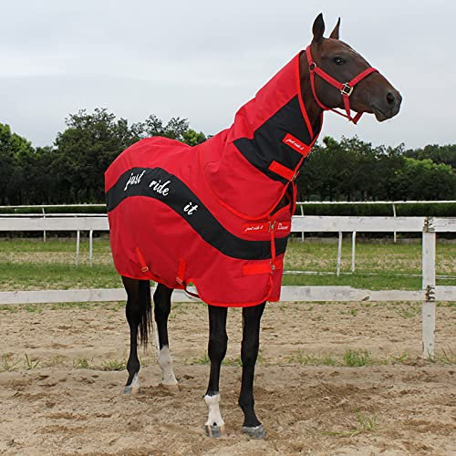 BNALU Abschwitzdecke fürs Pferd ist atmungsaktiv Transportdecke Weidedecke Winterdecke Winterbaumwolle Weich und warm Reitausrüstung Outdoordecke (Size:140CM,Color:Rot)