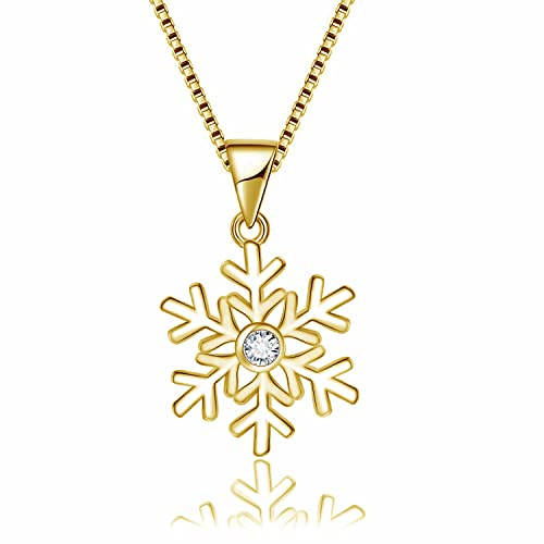 Cangall Silber Weihnachten Schmuck Set Damen, 925 Sterling Silber Schneeflocke Halskette & Ohrstecker Set, Silber Schneeflocke Weihnachts Schmuckset, 45cm Silberkette mit Anhänger & Ohrstecker Set