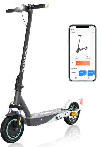 RCB Trottinette Électrique,Jusqu'à 25 km/h,Connexion APP,Pneus Solides,Freinage Mécanique,Écran LED,Supporte 120/150kg, Scooter avec Absorption des Chocs,Cadeau pour Adultes et Adolescents