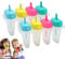 8PCs Colourful Ice Lolly Moulds with Sticks, BPA-Free Reusable Popsicle Maker Set for Kids, Lollipop Moulds with Drip Guards, Ice Cream Lolly Pop Molds 16CM