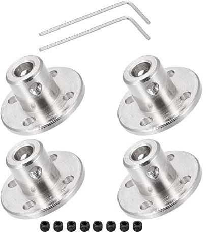 DMiotech 4 Pack 5mm Flange Coupling Connector Rigid Guide Shaft Support Coupler Shaft Coupling with M1.5 Hex Wrench and Screws for DIY RC Model Motors