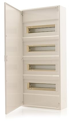 Intratec Sicherungskasten 4-reihig, IP40, Aufputz Kleinverteiler für 48 Module, Trockenraum-Installation, 650x310x96mm, Weiß