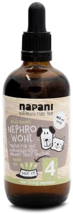 napani NephroWohl Harnwegs-Tinktur für Hunde & Katzen, Unterstützt gesunde Harnwege & Nierenfunktion, Mit Goldrute, Cranberry, Brennnessel & Löwenzahn, Ergänzungsfuttermittel für Hunde, 1 x 100ml