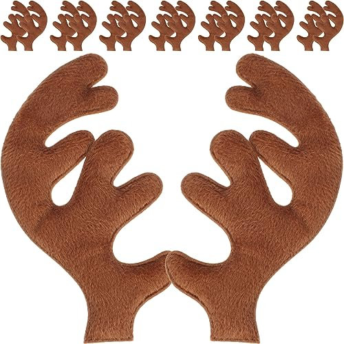 Holibanna Spielzeuge 30 Stück Weihnachts-Stoff-Geweih-Stirnband Hirschhorn Zum Basteln Weihnachtsgeweih-Kopfschmuck Weihnachtsdekoration DIY-Zubehör Kaffeefarben Weihnachts-Haarschmuck