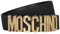 MOSCHINO Couture Gürtel aus schwarzem Stoff mit goldfarbenem galvanischem Logo, Größe 46, Schwarz , 40