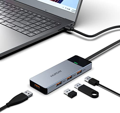 USB Splitter, 4 in 1 USB Hub, USB 3.2 Hub, 10Gbps Data Hub, Multiport Adapter with 1.6ft/50cm Extended Cable for USB A Device, Notebook, PC, Tesla Model 3,Mobile HDD