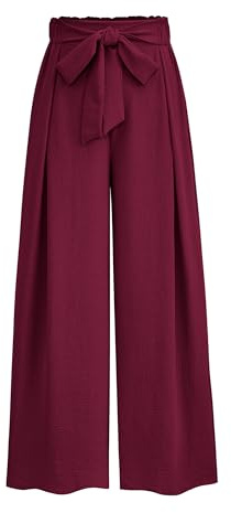 PRETTYGARDEN Women's Palazzo Wide Leg Work Dress Pants Wine Red