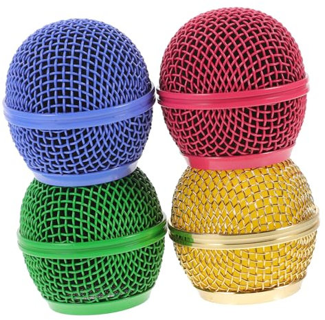 JOINPAYA 4stücke Teiliges Metall-mikrofon Grill Mesh Ersatzset Farbige Mic Cover Für Dynamische Mikrofone Geräuschreduzierend Rutschfester Schutz Kompatibel Mit Kabelgebundenen Und Kabellos