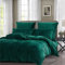 Gezu Housse de Couette Hiver 140x200cm Vert Flanelle Velours Double Face Épaissie Chaude Parure de Lit Adulte Literie 1 Personnes avec 1 Taies d'oreiller 65x65cm avec Fermeture Éclair