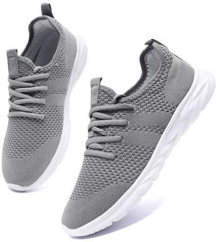 AZSDXS Leicht Turnschuhe Sportschuhe Damen Sneaker Atmungsaktive Hallenschuhe Sommer Schuhe Laufschuhe Outdoor für Fitness Tennis Jogging Bequem Straßenlaufschuhe Hellgrau 40