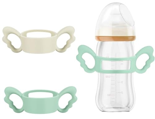 2 Poignées de Biberon, Poignée de Biberon en Silicone, Poignée en Silicone pour Biberons, Poignées de Biberon à Col Large, pour Bébé pour la Conception de Préhension de la Petite Main de Bébé