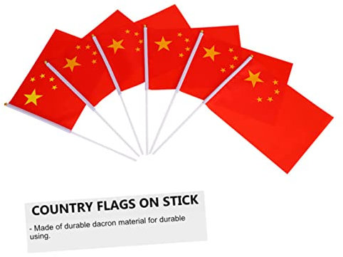DIYEAH 1ensemble Mini Drapeaux Chinois à Main De Petits Drapeaux Avec Poteaux Plastique Pour Décorations De Fête Et Événements Internationaux