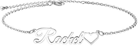 MeMeDIY Personalisierte Fußkettchen mit Namen für Frauen Edelstahlkette Individuelle Strand-Fußkettchen-Armbänder Verstellbar für Freundin Bester Freund -G1