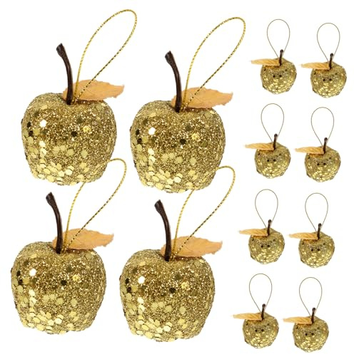 OFFSCH 20stücke Weihnachtsbaum Äpfel Deko Goldene Hängende Ornamente Für Festliche Hochzeiten Und Weihnachtsfeiern Miniatur Weihnachtsbaum Schmuck