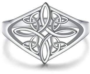 HOOHWE Hexen Knoten Ring 925 Sterling Silber Ring Keltischer Knoten Hochpolnischer Anlauf Beständige Ewigkeit Hochzeitsband Stapelbare Ring Irische Schmuck Geschenke für Frauen Größe 57