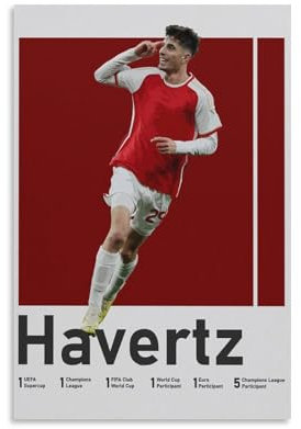 QZFNCOYU Kai Havertz Deutscher Fußball Mittelfeldspieler Kunstposter Leinwand Poster Schlafzimmer Dekor Landschaft Büro Zimmer Dekor Geschenk 30 x 45 cm