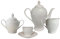 Set à café en porcelaine blanche, 27 pièces pour 12 personnes, avec décoration fil platine et rainure florale