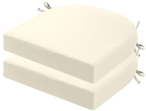 PRIMEPATIO Stuhlkissen für draußen, 2er-Set, Terrassenstuhlkissen für Gartenmöbel, wasserdicht, mit Bändern, Sitzkissen für draußen, Terrassenstuhlpolster, Esszimmerstuhl, 50x50, Beige