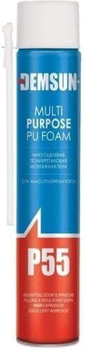 DEMSUN P55 Foam 750 ML High Performance Polyurethane Foam, Moisture-Curing, Self-Expanding, Thermal & Acoustic Insulation, Waterproof, Overpaintable, Ideal for Gaps, Joints, Doors & Windows (750 ML)