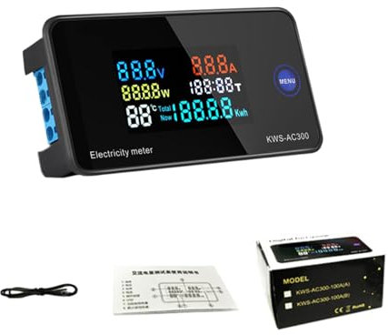 AC300 Strumento di misurazione elettrico Facile installazione Tensioni Monitor di corrente Uso semplice per tensioni e corrente fino a 20A